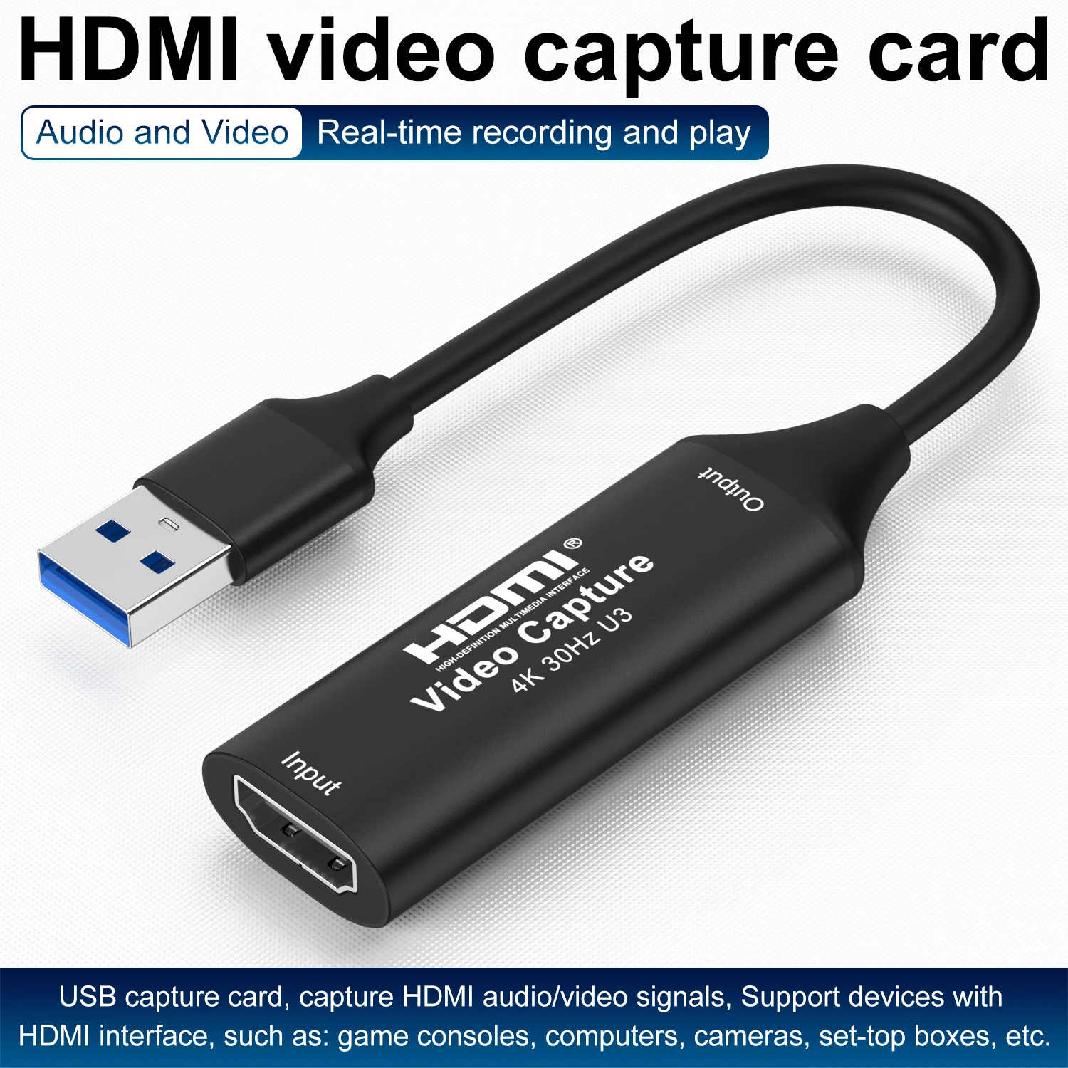 

MS2130 USB3.0 HDMI-compatible Video Capture Card 1080/60Hz Game Grabber Record for Switch Xbox PS4/5 Live Streaming Broadcast