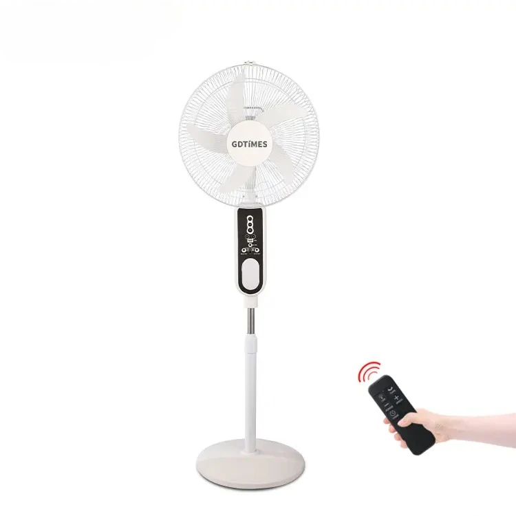 

16-Inch Solar Stand Fan LED Light USB Port 9 Speeds Adjustable Pedestal Remote Control 5500mAh Capacity AC DC for