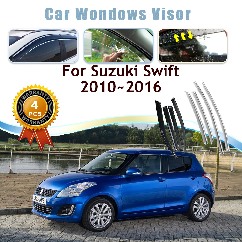 Car Window Visors For Suzuki Swift AZG MK2 5-door 2010~2016 Waterproof Rain Snow Guards Windshields Trim Covers Auto Accessories