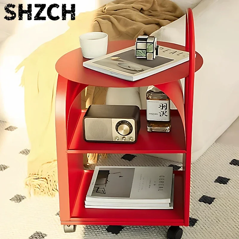 Nordic Style Iron Storage Trolley Dopamine Movable Coffee Table Creative Decor Furniture Multi-scene Organizer Rack for Sundries