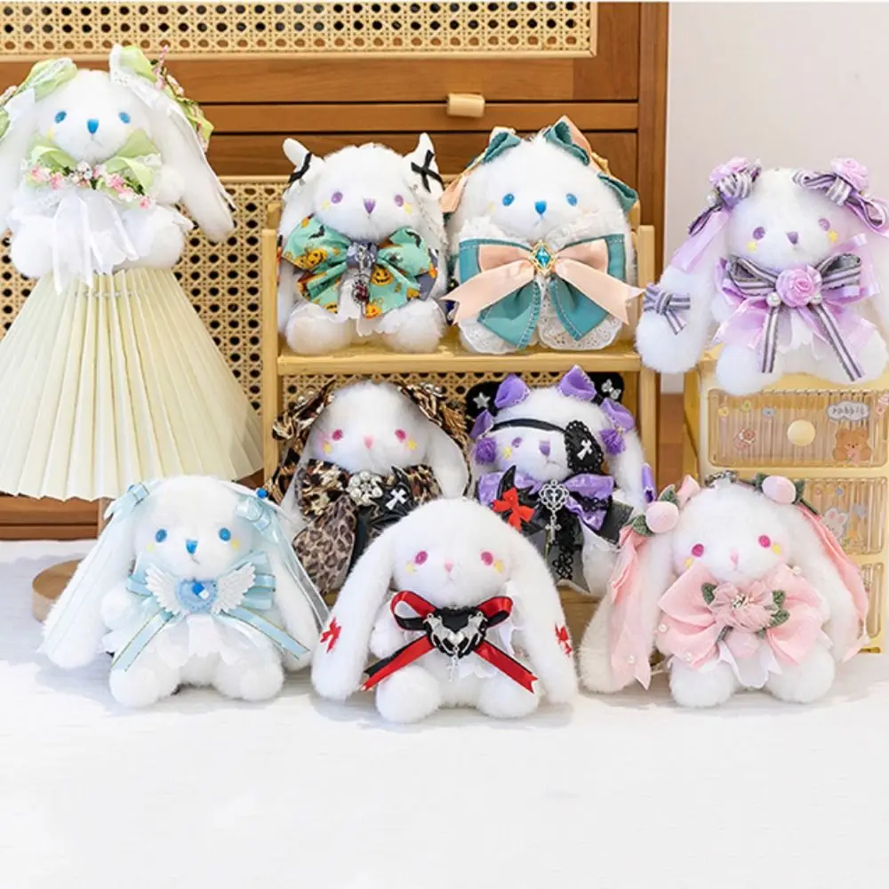 Prinses Pareljurk Pluche Konijn Sleutelhanger Cartoon Gevuld Konijn Pop Sleutelhanger Zachte Kawaii Hangende Oor Konijn Hanger