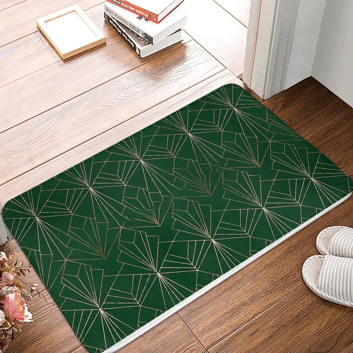 Art deco Anti-Slip Doormat Kitchen Mat Deco In Emerald Green Hallway Carpet Entrance Door Rug Bedroom Decorative