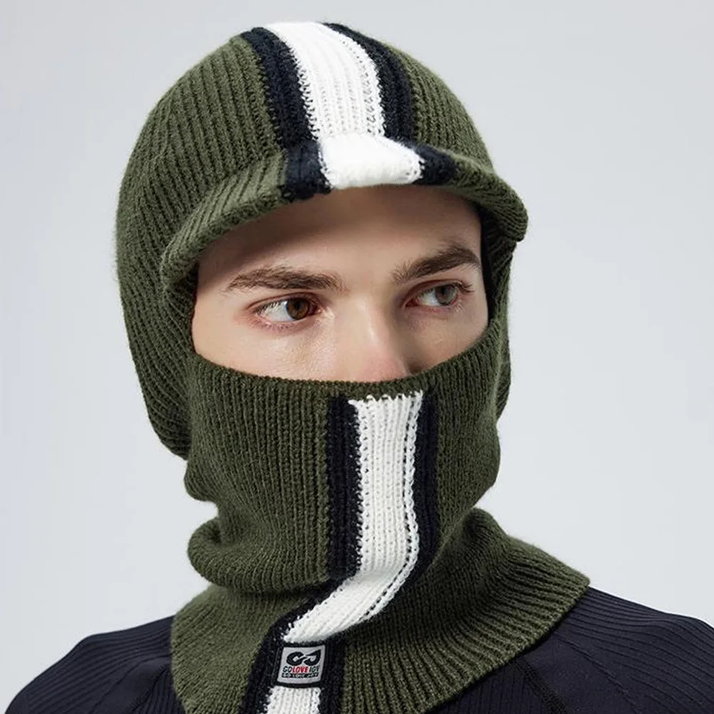 

Outdoor Riding Warm Windproof Ear Protection Large Head Hat Autumn Winter Knitted Woolen Hat Motorcycle Warm Mask Supplies