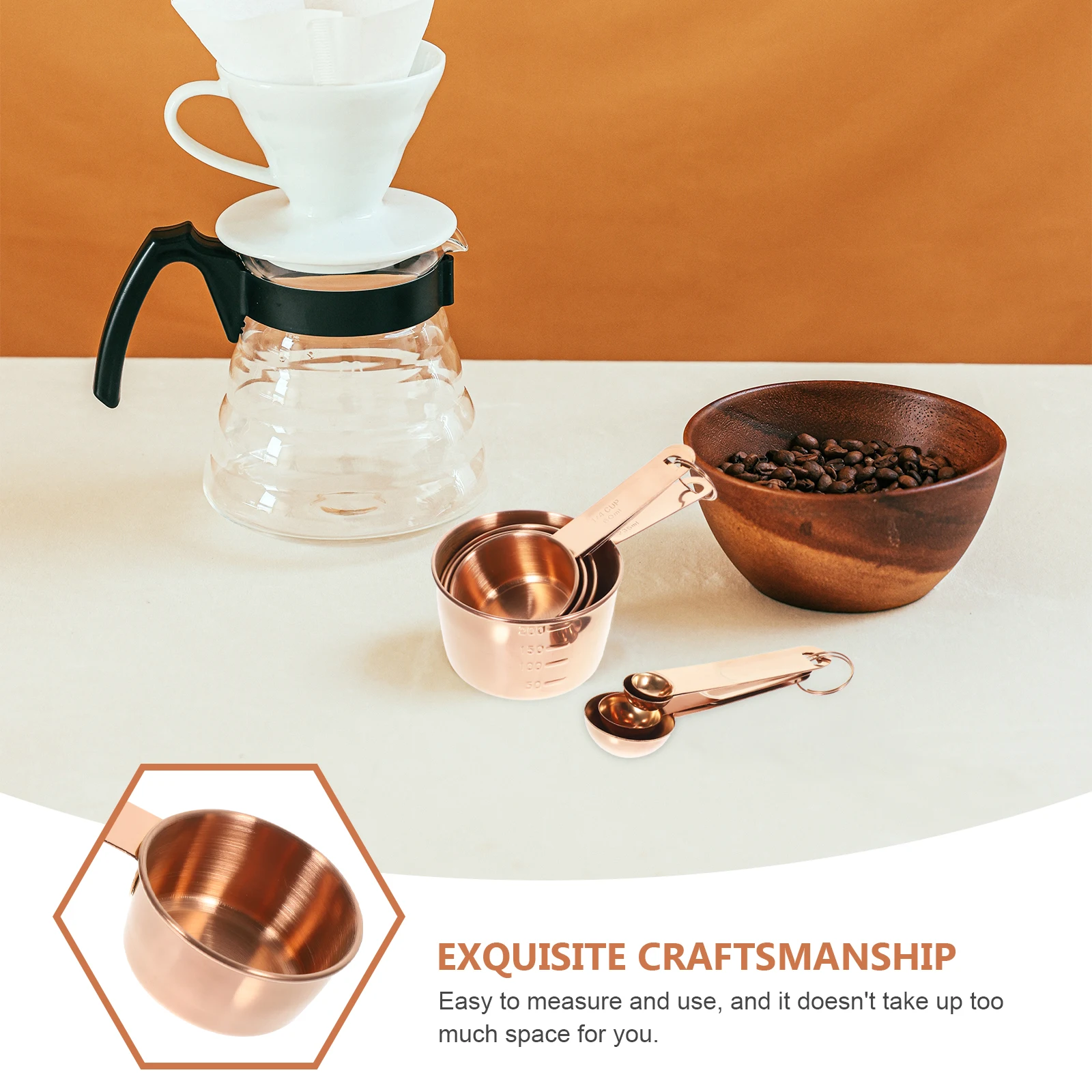 

1 set Stainless Steel Measuring Spoon Cup Set Metric Cups Spoons Kitchen Tool Accurate Measurement Coffee Powder Suitable Home