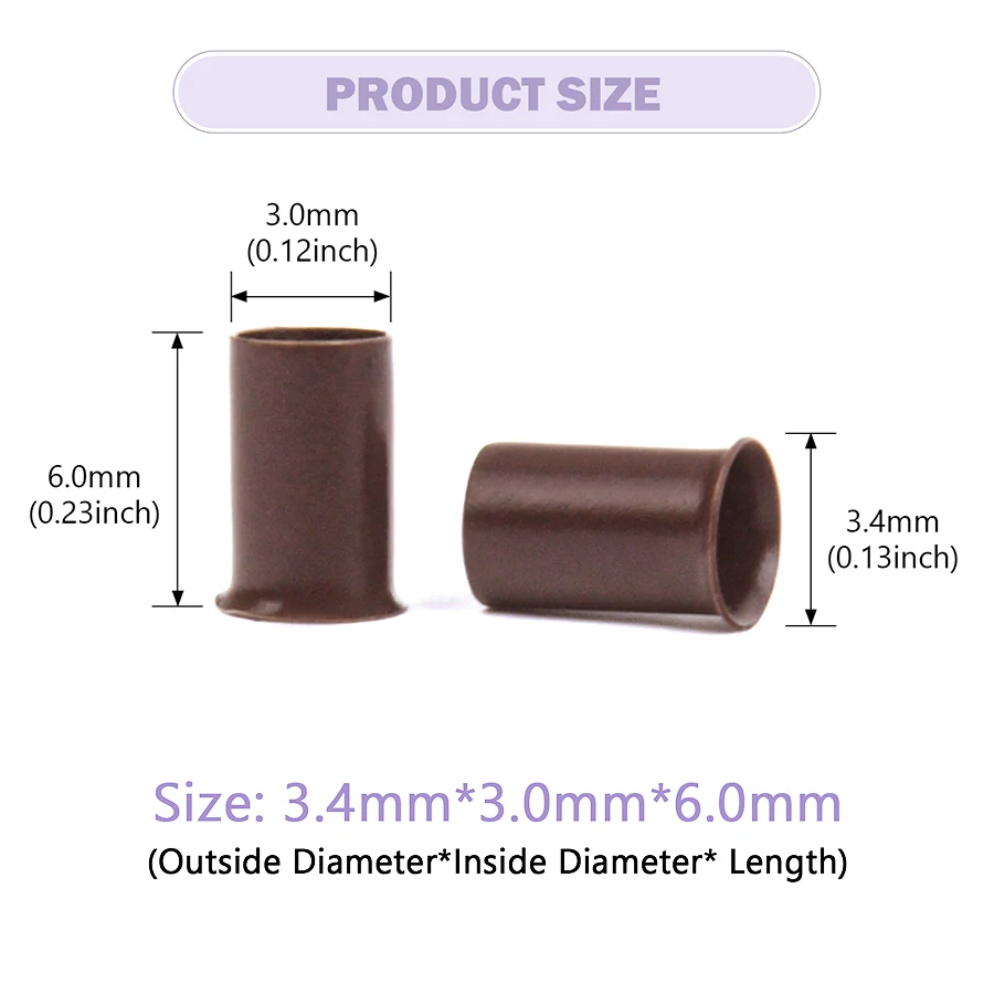 حلقة ربط صغيرة لشعر الإنسان ، أنابيب نحاسية غير سيليكون ، قفل الخرز لشعر I-Tip ، Feather ،