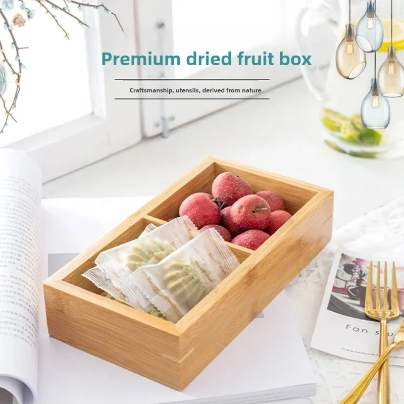 Dried Fruit Storage Box with Partition and Lid Square Nut and Snack Dish for Living Room Compartment Tray Elegant Storage