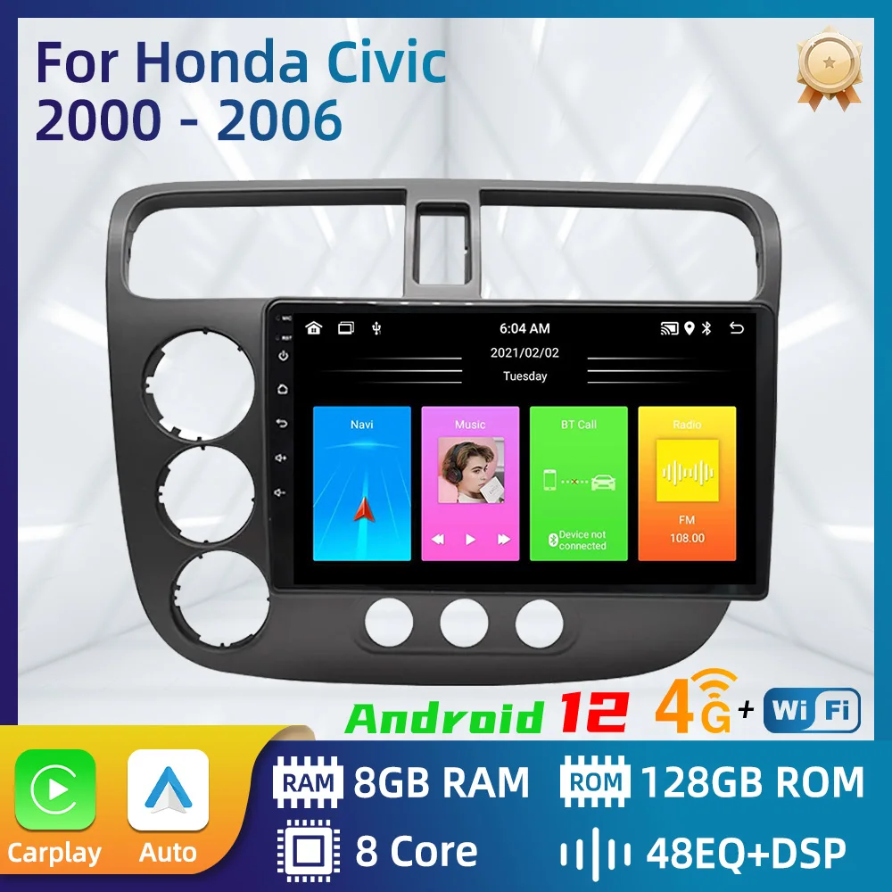 

2 Din Car Radio for Honda Civic 2000 - 2006 Android Car Stereo Multimedia Player Navigation WIFI GPS Audio Autoradio Head Unit