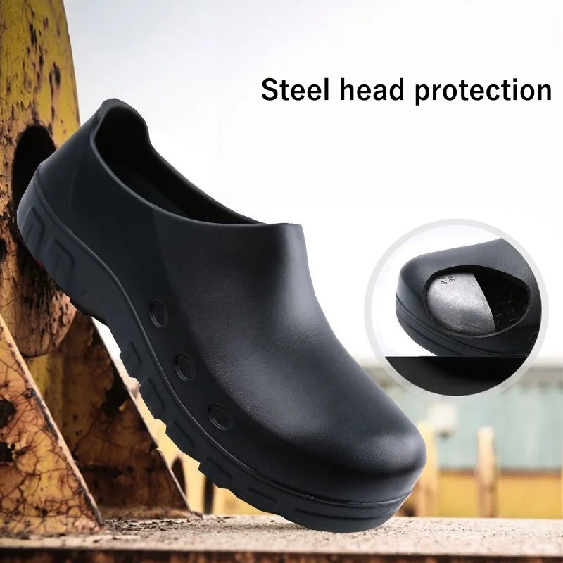 Anti-Smash Safety Shoes, Non-Slip, Oil-Resistant Chef Shoes, Work Shoes for Kitchen and Hotel, Waterproof Special Toe-Cap Rain Shoes for Men and Women