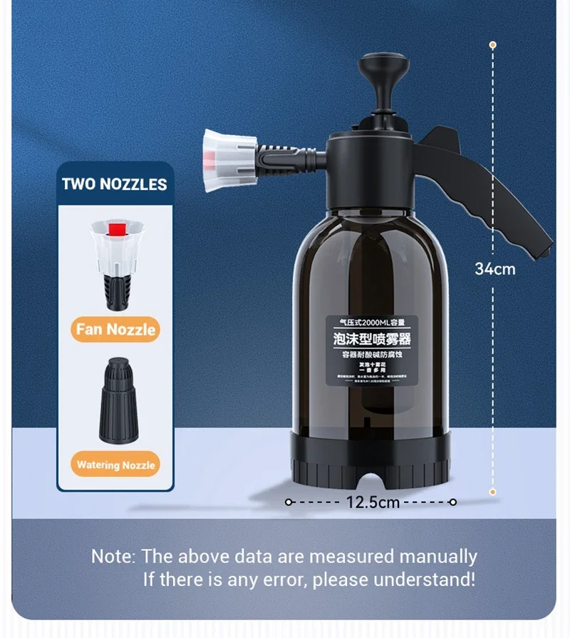 2L Hand Pump Foam Sprayer Pneumatic Washer Foam Snow Foam High Pressure Car Wash Spray Bottle for Car Home Cleaning image 6