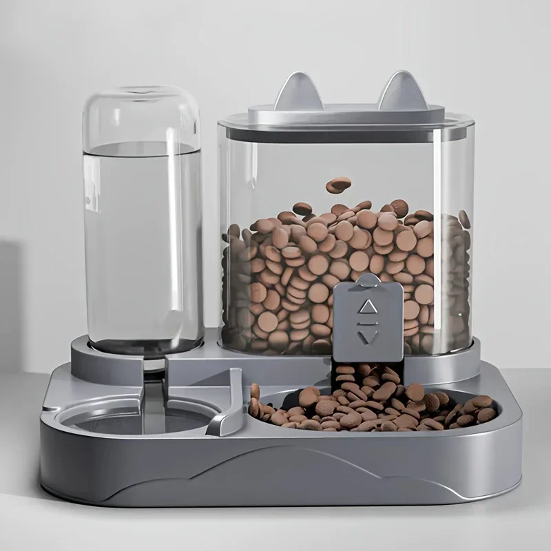 Ww-Durable Plastic 2-in-1 Automatic Pet Feeder Water Dispenser Large Capacity Food Water Bowl For Cats Dogs
