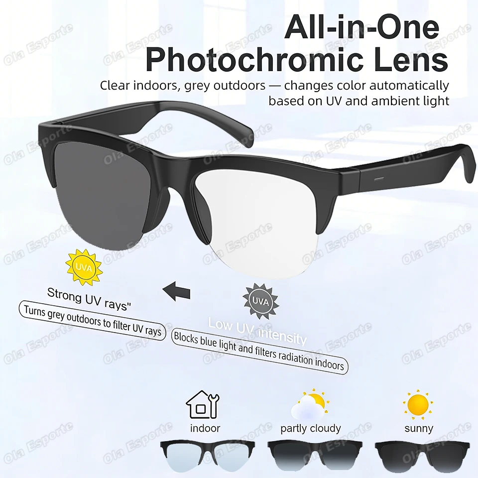 

Умные очки с фотохромными линзами, Bluetooth, беспроводной связью, сенсорным управлением, многофункциональные, для вождения