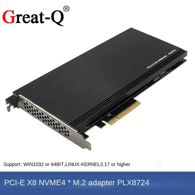 Desktop 3.0PCI-EX88 to 4-port M.2 NVMe SSD server level multifunctional expansion card PLX8724