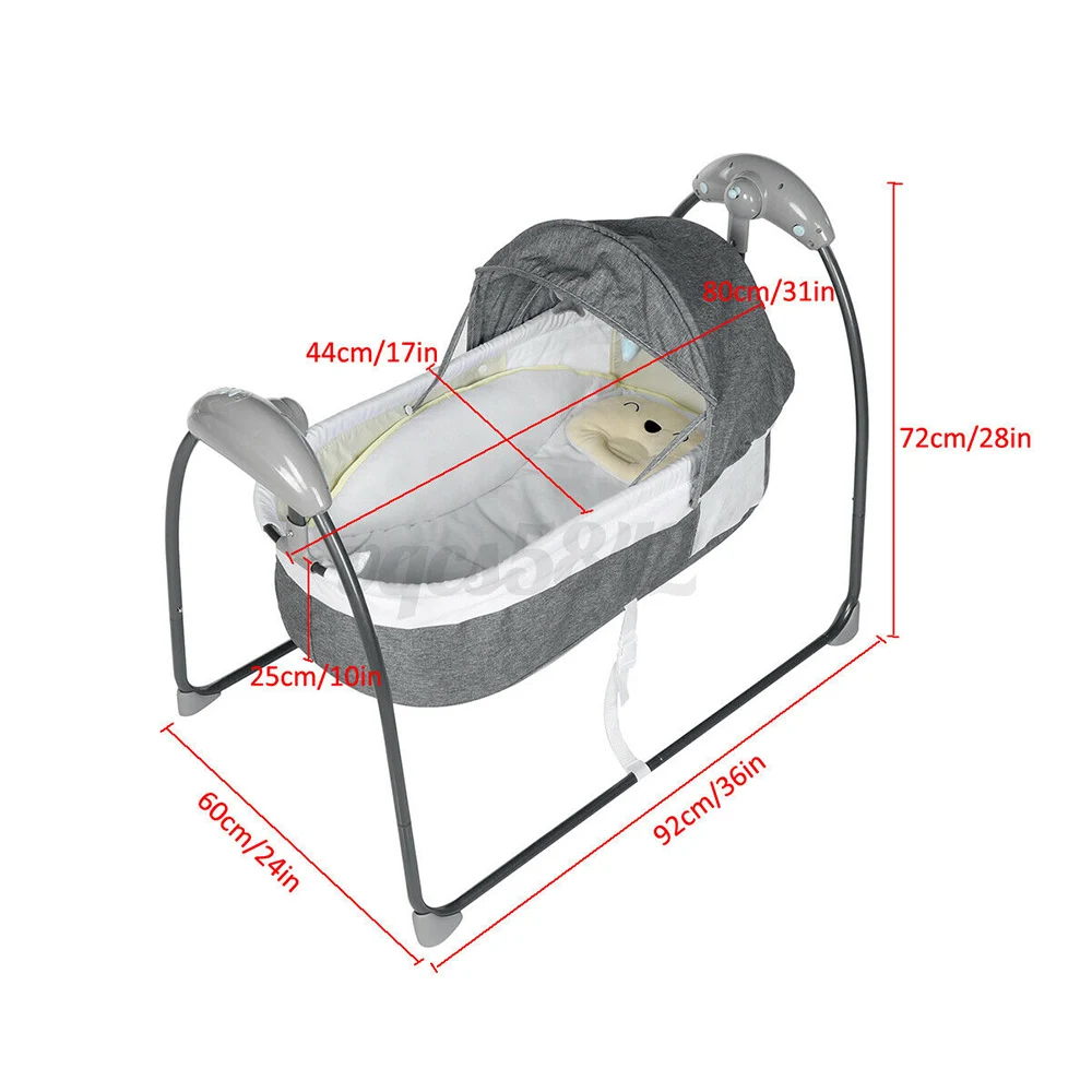 Tragbarer elektrischer Baby-Türsteher mit Fernbedienung automatische Schaukel intelligente Schaukel wiege 5-Gang-Dreimodi Schaukel (grau)