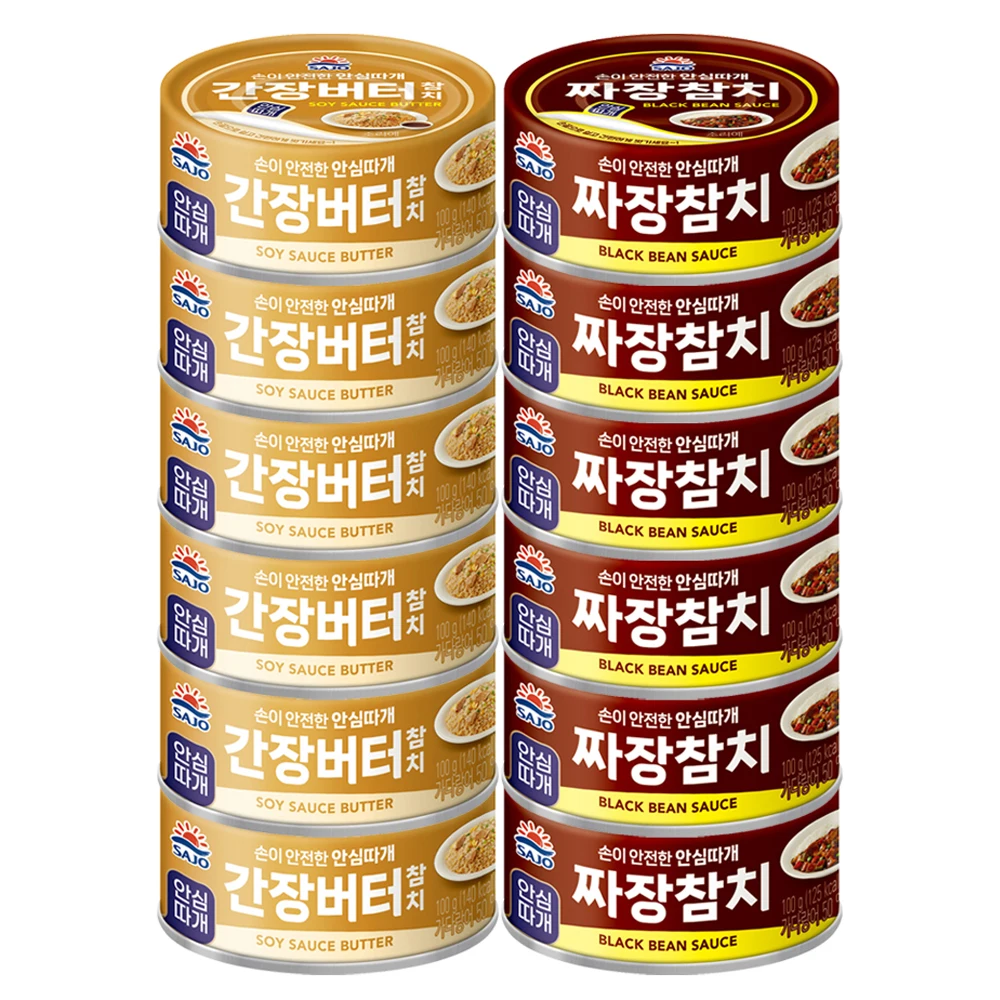 [사조공식샵] 간장버터참치100g*6 + 짜장참치100g*6 (12캔)