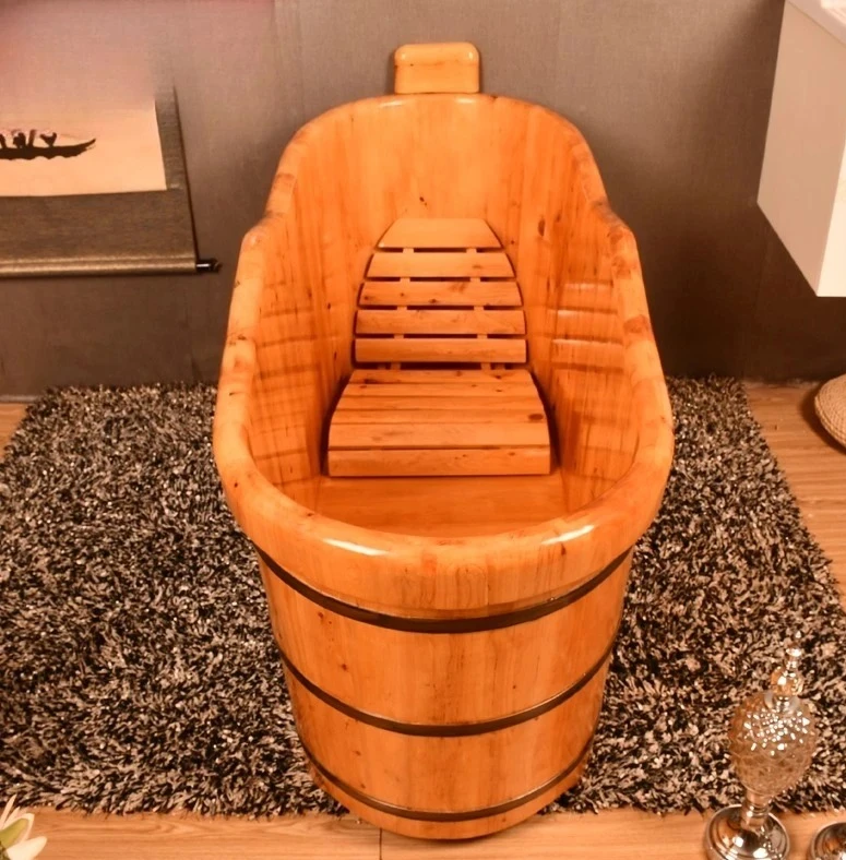 Cedar wood adult wooden Household bucket Solid wood bathtub Bath bucket Bath tub Wooden