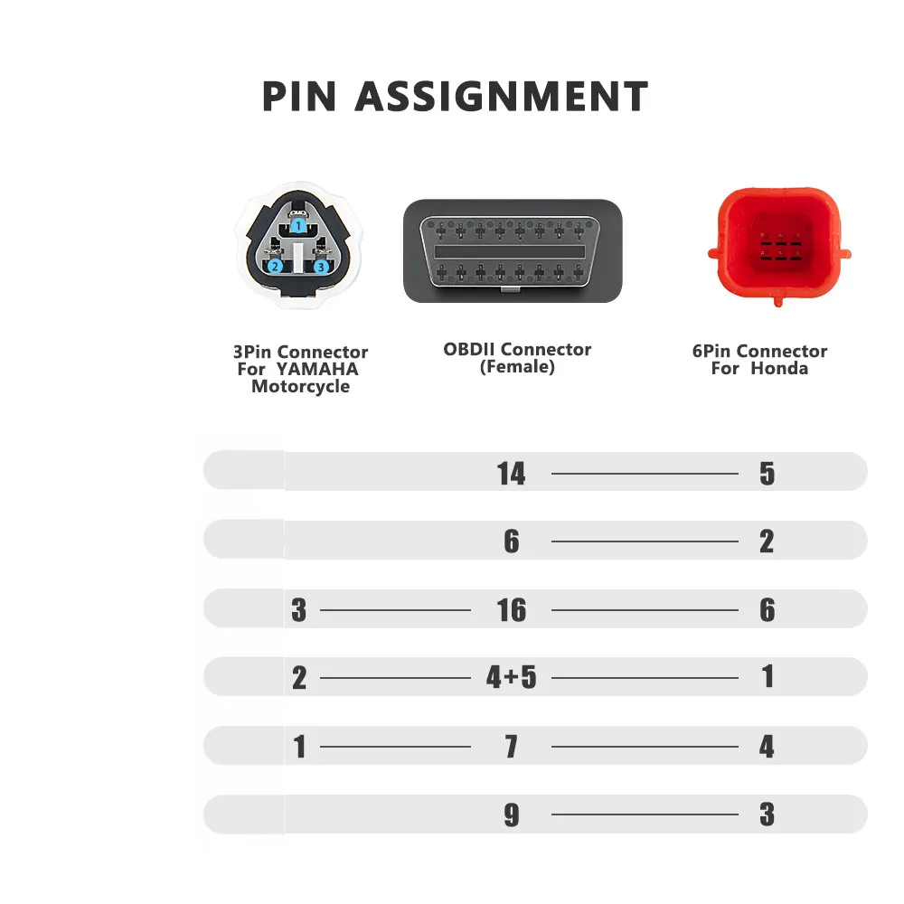 3 IN 1 Motorcycle Diagnostic Connector Cable For Yamaha 3pin 4pin for honda 6pin OBD2 Cable Adapter OBD 2 Motor Extension cable
