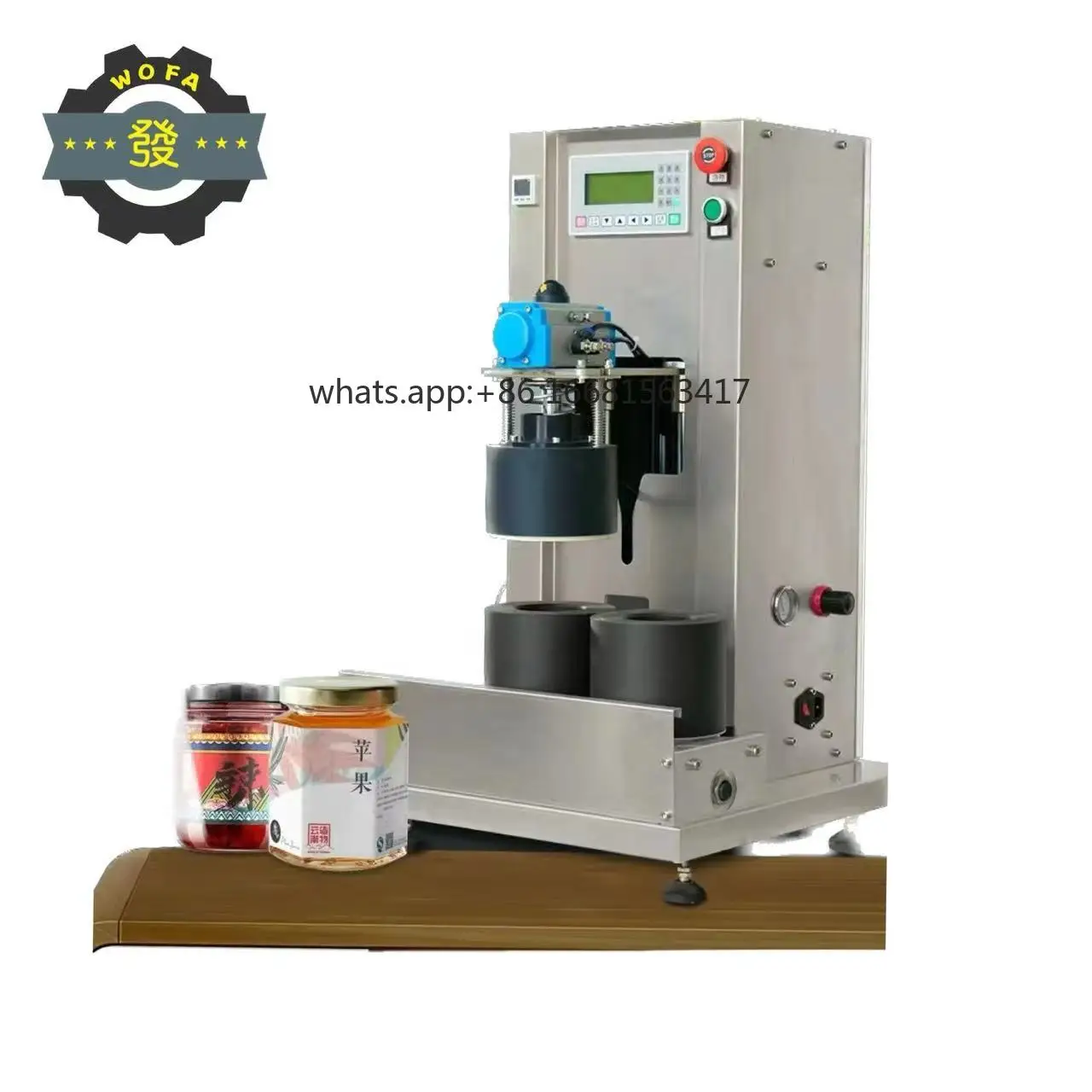 JH Peanut Butter Caviar Glass Jar Double Station Vacuum Sealing Machine Tinplate Cover