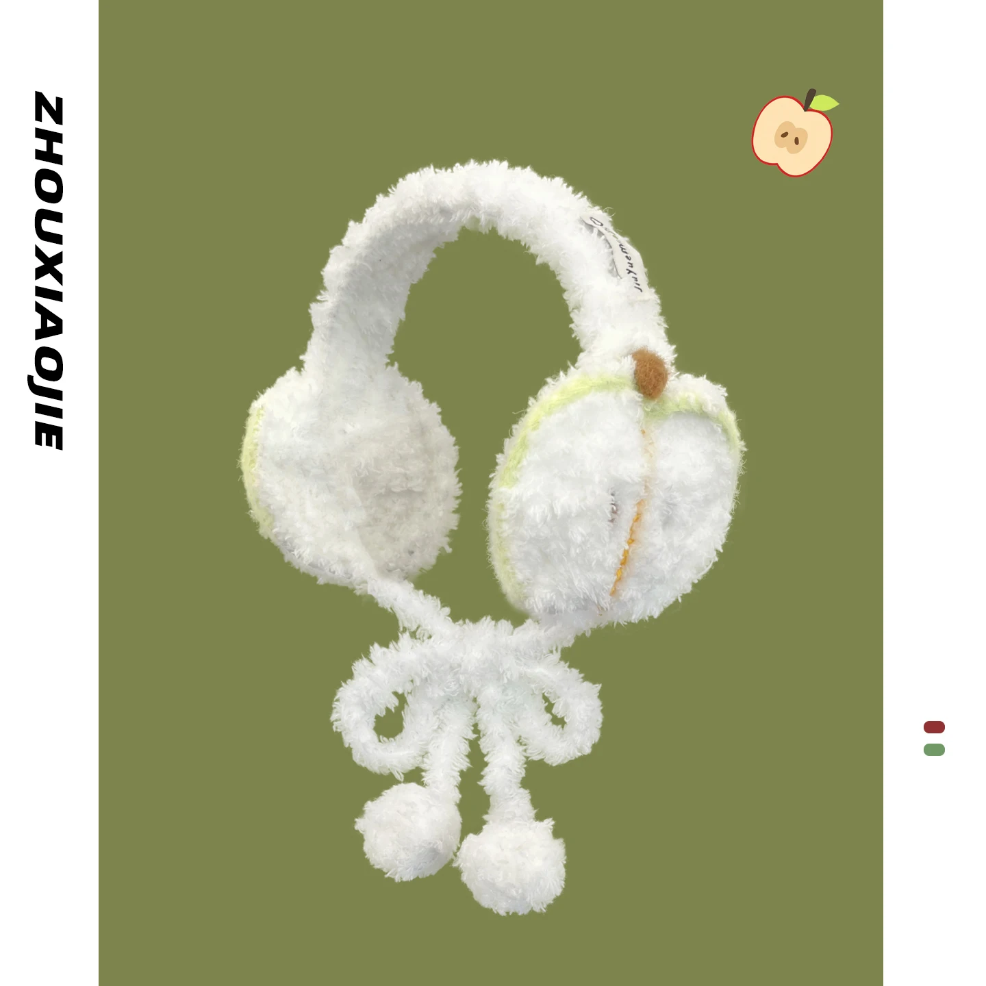 Accessorio alla moda Studenti Paraorecchie in peluche a forma di mela carina Donna Autunno e inverno Fascia calda e lavorata a maglia con nastri