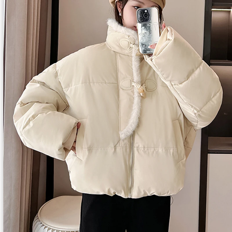 Women New Winter Down Cotton-Padded Coats Parkas Fashion Thick Windproof Jackets Korea Long Sleeve Students Warm Casual Outwear