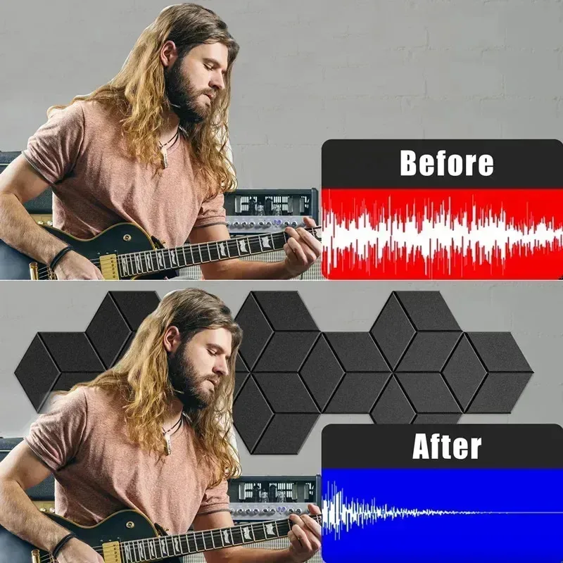 

12-пакет акустических панелей, самоклеящиеся звукоизоляционные стеновые панели, звукоизоляционные пенопластовые панели с быстрым восстановлением, высокая плотность