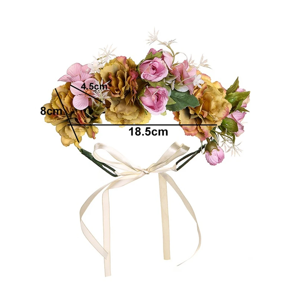 Boho Grote Bloem Hoofddeksels voor Vrouwen Verstelbare Imitatie Doek Bloem Kroon Zoete Bruiloft Garland Meisje Haar Tiara Diadema Flores