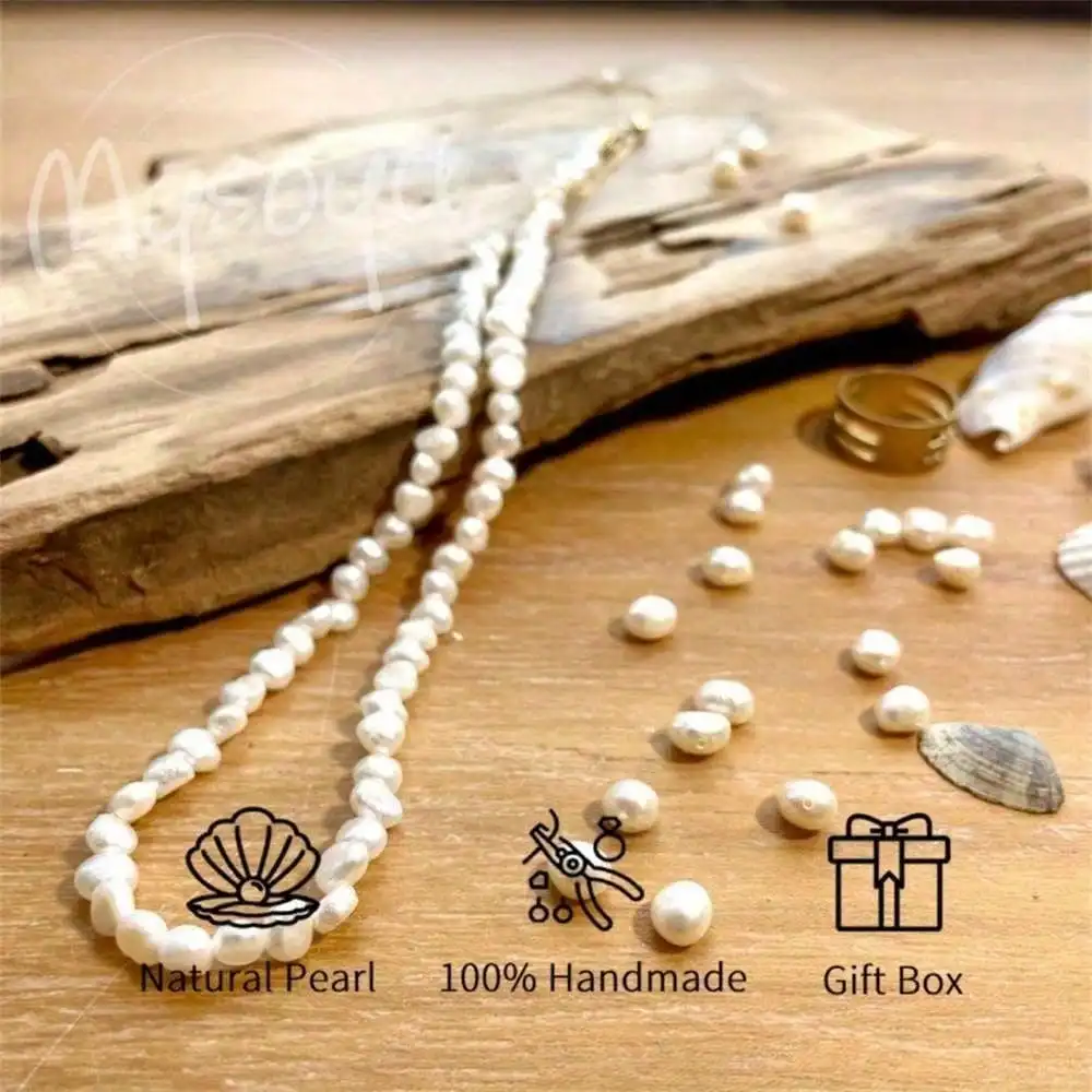 

MYSOYA белое ожерелье из пресноводного жемчуга в стиле барокко 5-6 мм, подарочная коробка с жемчугом, июнь, подарок на день рождения, подарок на свадьбу/день рождения, ежедневный подарок