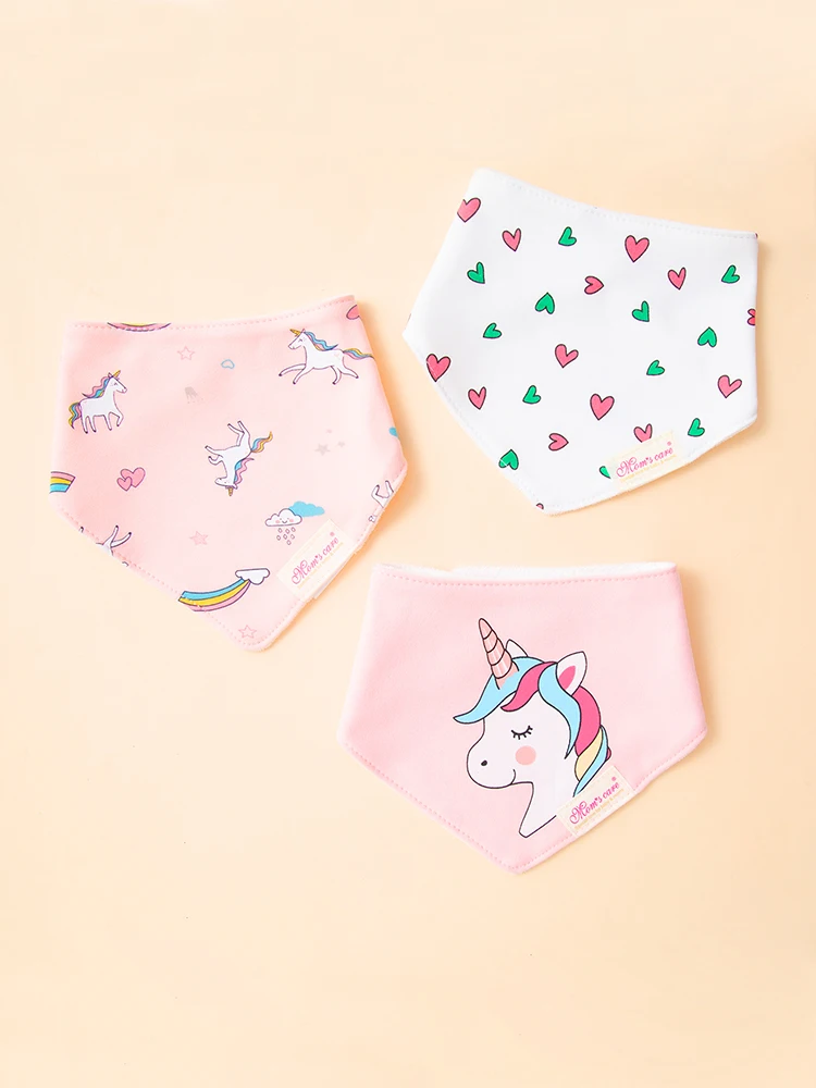 3Pcs Baby Feeding Bib Made of Cotton Mouth Water Towel Double-layer Soft Comfortable Adjustable Size Sccessories 0-3 Y