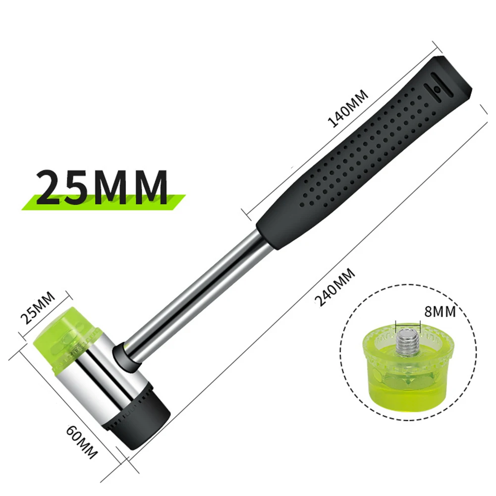 Installation Hammer Woodworking Hammer Rubber Hammer Black Green Iron PVC Sliver Steel Labor-saving 25MM 30MM Floor Laying