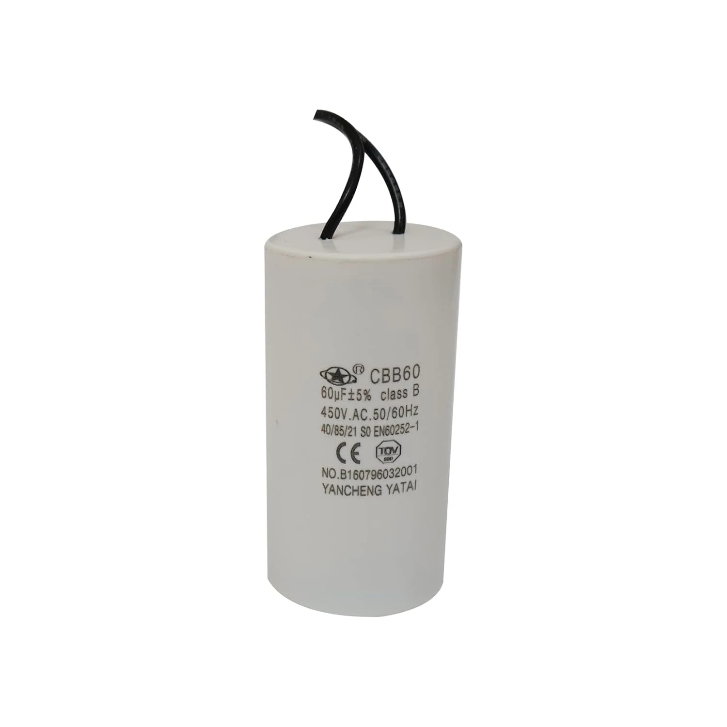 AISmartgoo   YATAI CBB60 Capacitor 60uF 450V AC, 2-Wire Motor Run Capacitor, 50/60Hz, 1.97 X 3.74 in Cylinder