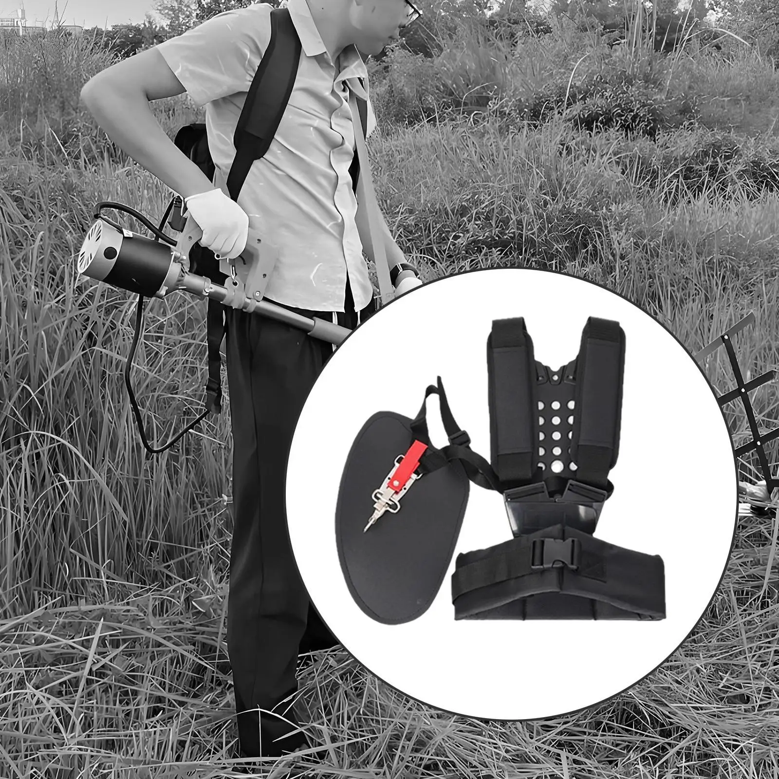 Comfort Padded Double Shoulder Trimmer Harness Adjustable Nylon Mower Strap for Weed Eater Use