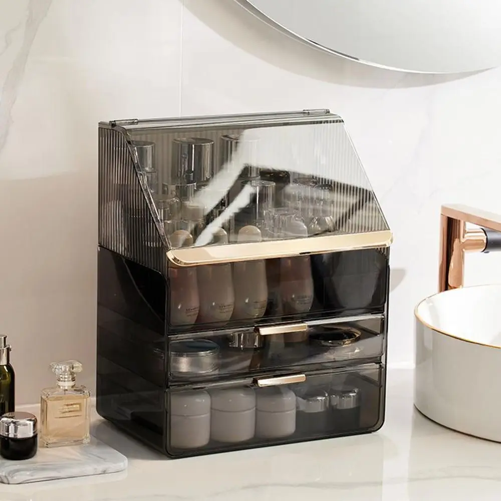 

High Quality Dustproof Desktop Storage Box Large Capacity Transparent Makeup Storage Case Skincare Storage Box Home Use