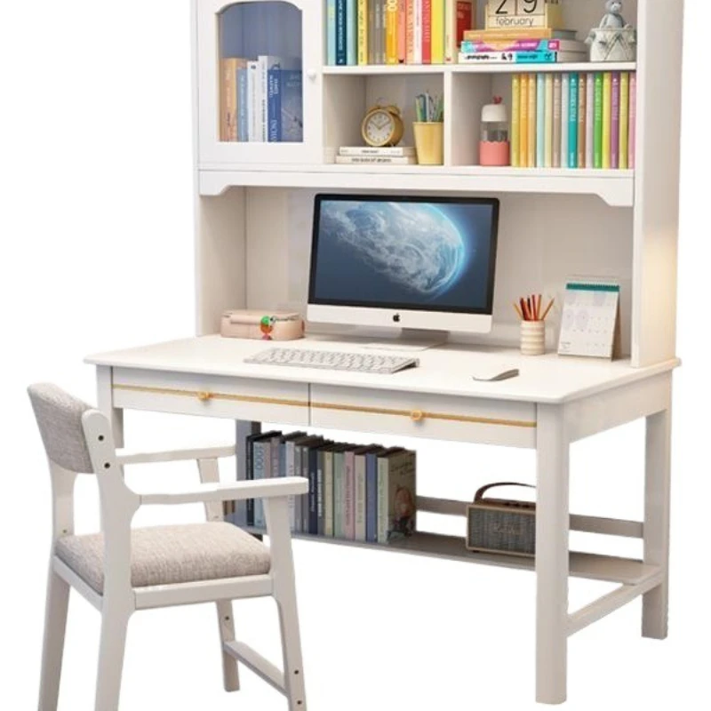 

Desk high bookshelf integrated, writing desk, household