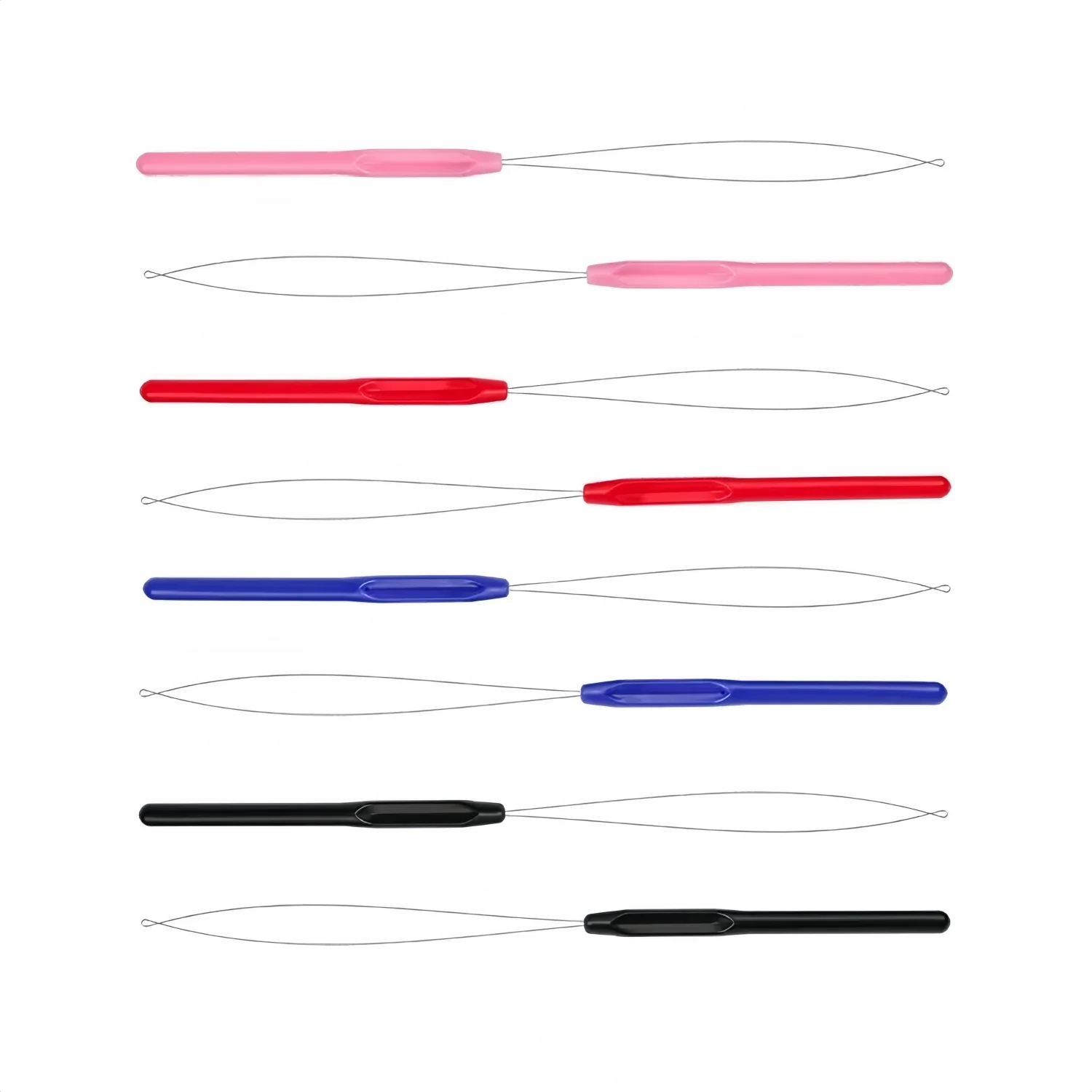 

5Pcs Hair Extension Loop Needles Plastic Handle Threader Pulling Hook Tools for Silicone Micro Link Beads ﻿