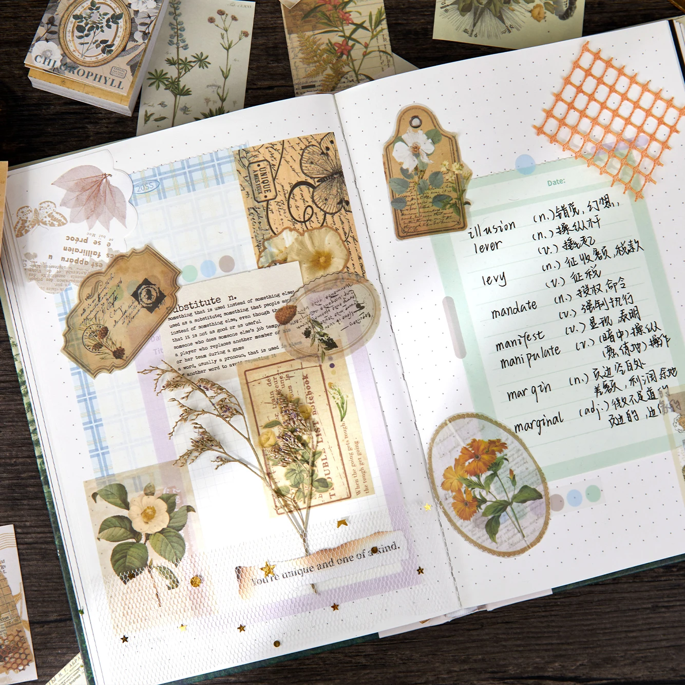 50 pcs Vintage Stickers book Old newspaper Adhesive Decor Scrapbooking Diary Album accessories DIY junk journal supplies