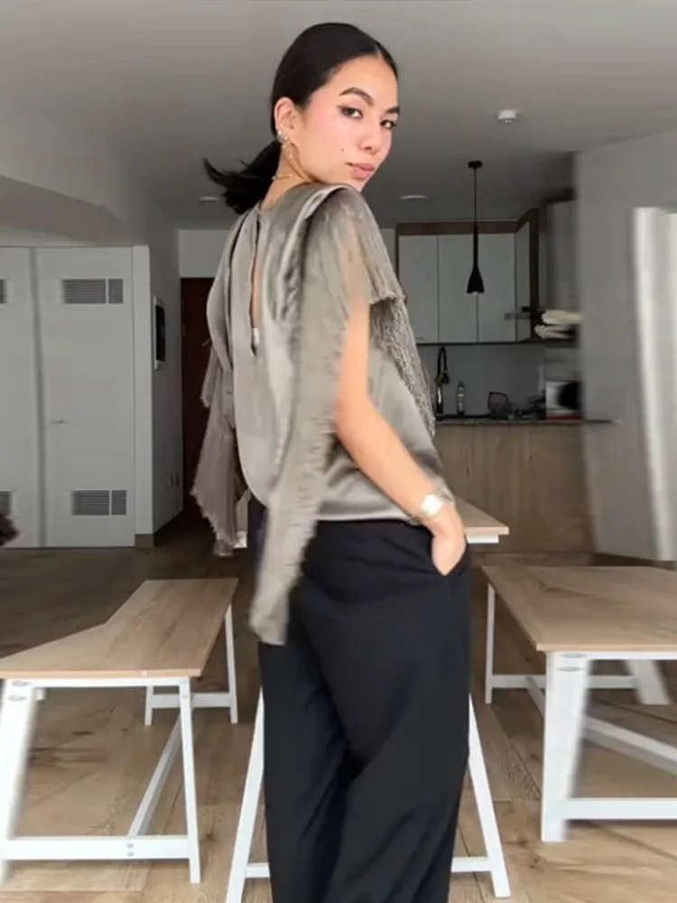 Nieregularne topy bez rękawów Modne kamizelki z frędzlami Patchwork Golf Bez rękawów Streetwear Wczesna jesień Wypoczynek Seksowne peleryny Poncho