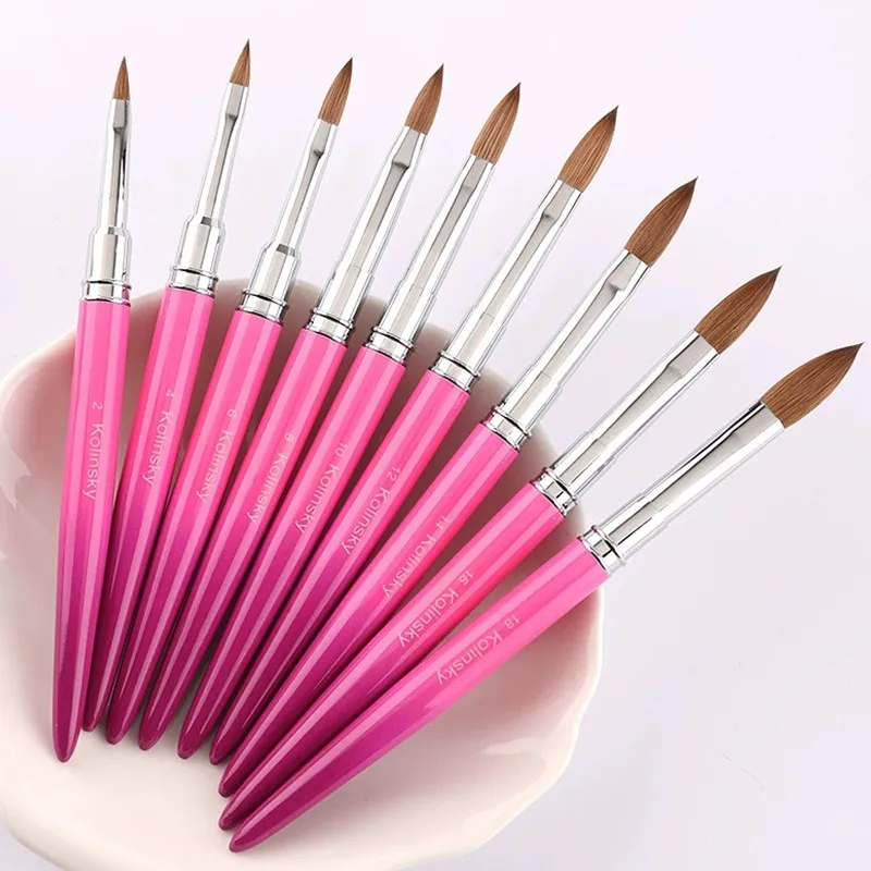 1個入り コリンスキー毛 ネイルアートブラシ アクリル UVジェル カービングペンブラシ 液体パウダー DIY ネイルペイント 描画ツール サイズ2-18