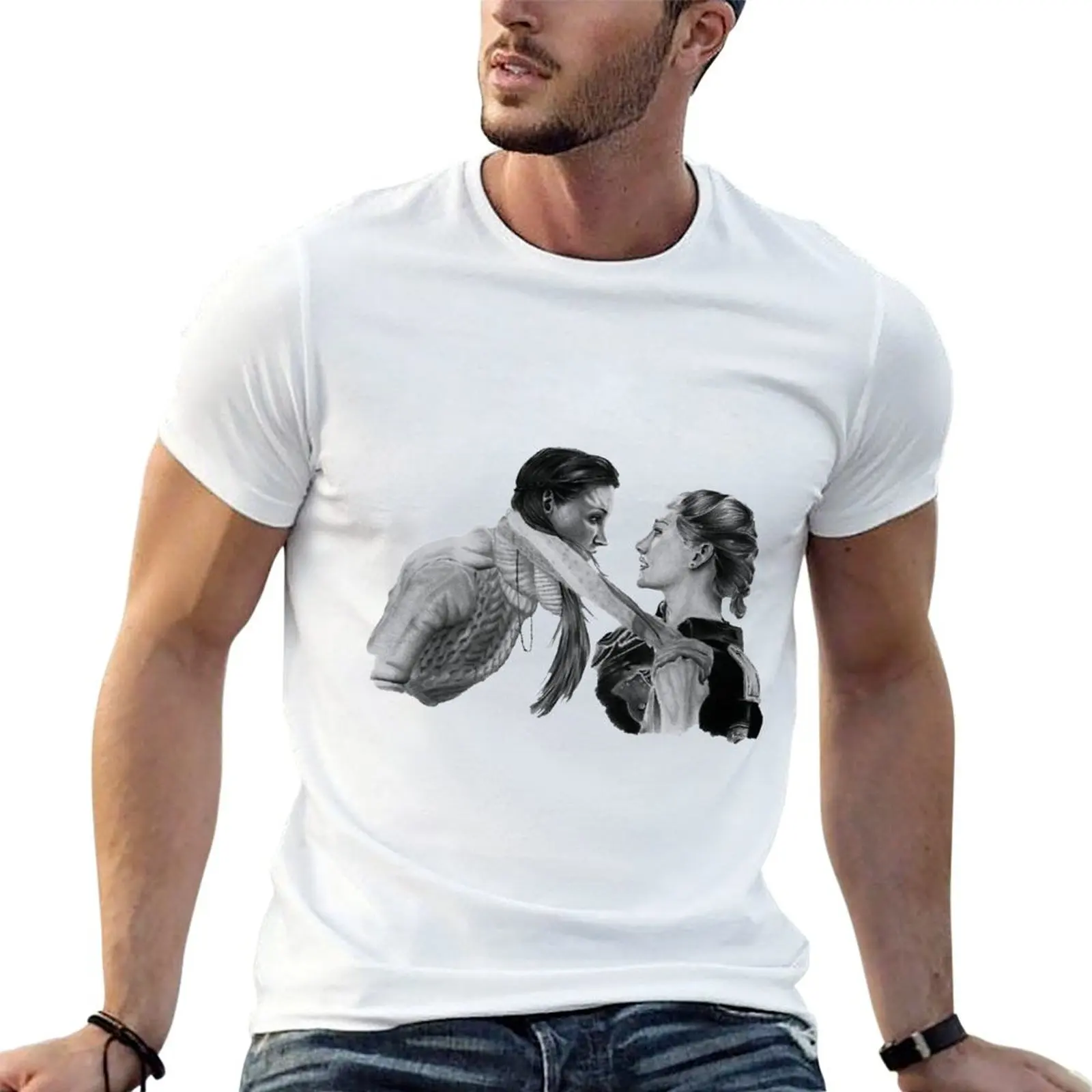 Wynonna Earp - Wayhaught Pencil Portrait 1 T-Shirt Regular Fit Plain Tee Shirt