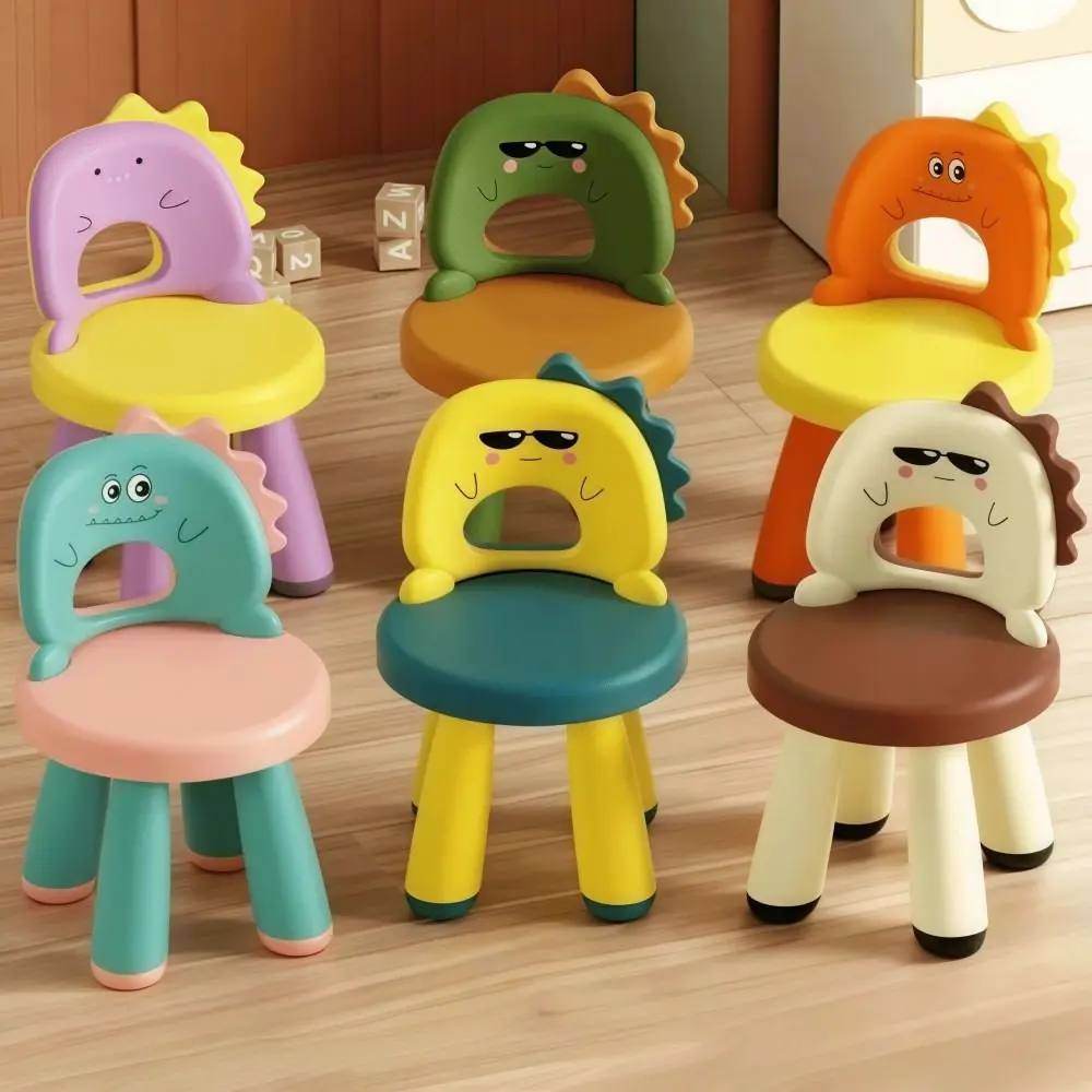 Durable Cartoon Kid Chair Sturdy with Backrest Learning Chair Anti-Slip Lightweight Children Dino Chair For Indoor/Outdoor
