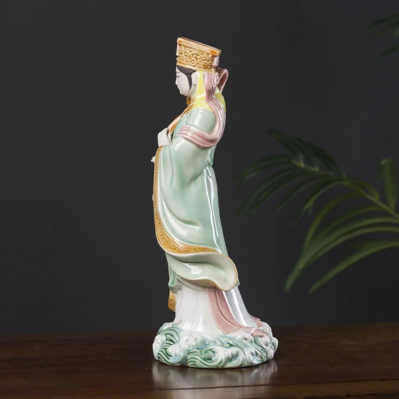 White Porcelain Guanyin Avalokiteshvara Buddha Sculpture Ceramic Ornament Kwan-yin Bodhisattva Statue 35cm Height