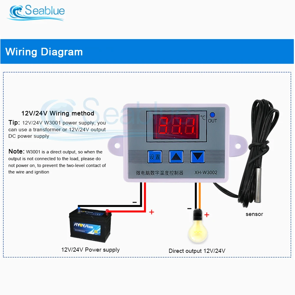 W3002 cyfrowy regulator temperatury termometr przełącznik termostatu termoregulator mikrokomputerowy DC 12V 24V AC 110-220V