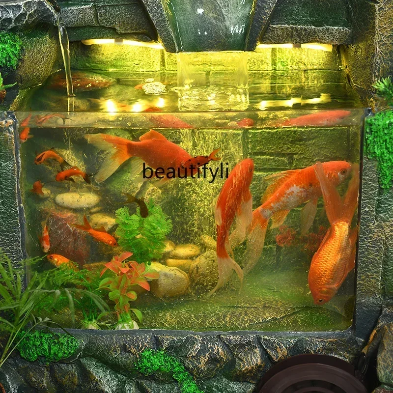 20031A Large Artificial Mountain and Fountain Fish Tank Indoor Floor Home Courtyard Decoration