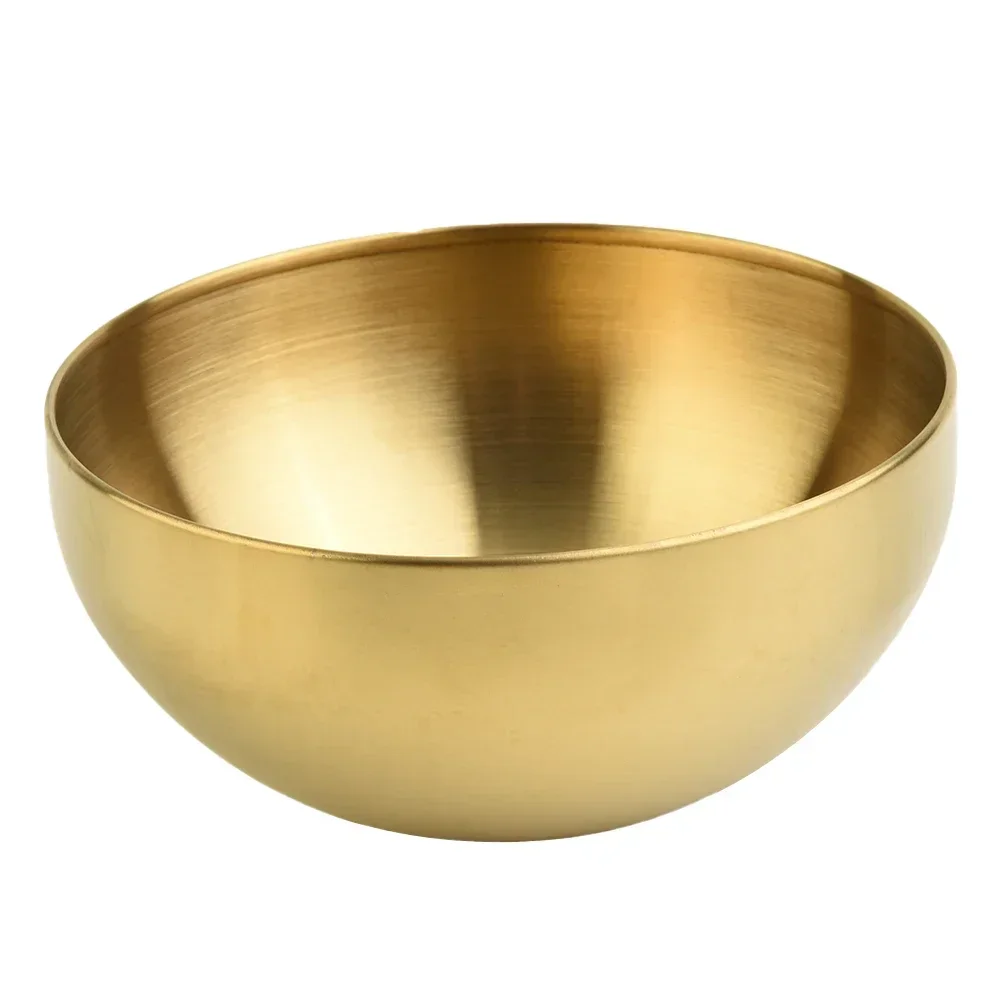 Stainless Steel Salad Bowl Rice Noodle Ramen Bowl Gold Silver Kitchen Tableware Food Container Mixing Bowls 12/15/20cm