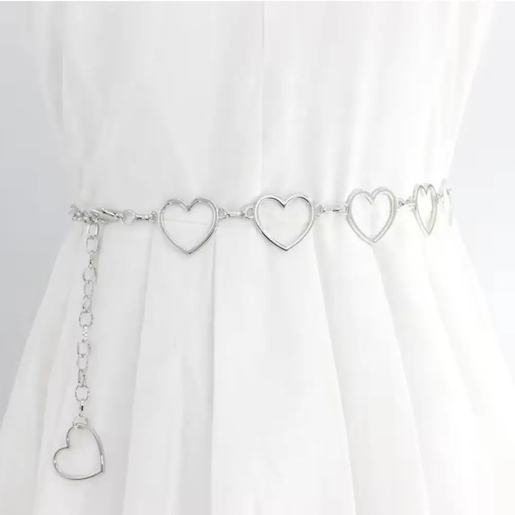 Women's Heart Metal Waist Chains Fashion Versatile Decoration Jeans Belt R1e8