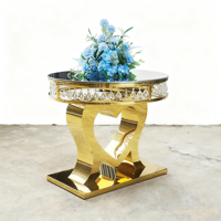 Gold Heart Shape Event Crystal Wedding Cake Table