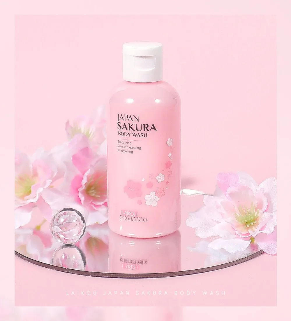 LAIKOU Sakura Shower Gel Long Moisturizing Smooth Long Lasting Fragrance Gentle Foam Body Cleansing Bath Product 100ml