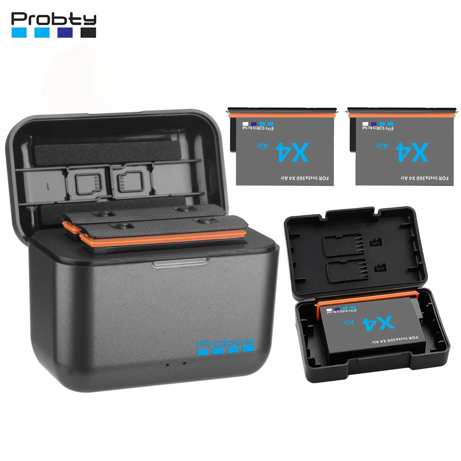 Probty For Insta360 X4 Air Battery And Fast Charger Hub 2100mAh Power Accessories For Insta 360 ONE X 4 Air