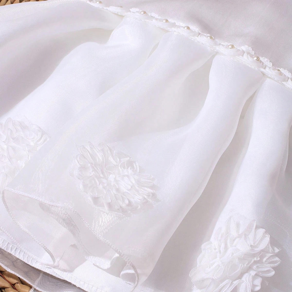 Ylsteed 2Pcs Set White Newborn Girl Dress For Photo Shooting Big Bowknot Baby Photography Dress With Pearl Headband image 6