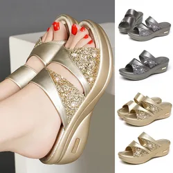 women's sandals summer 2024 Shoes Platform Casual Summer Sandals Toe Fashion Solid Ladies Wedge Women's elegant sandals woman