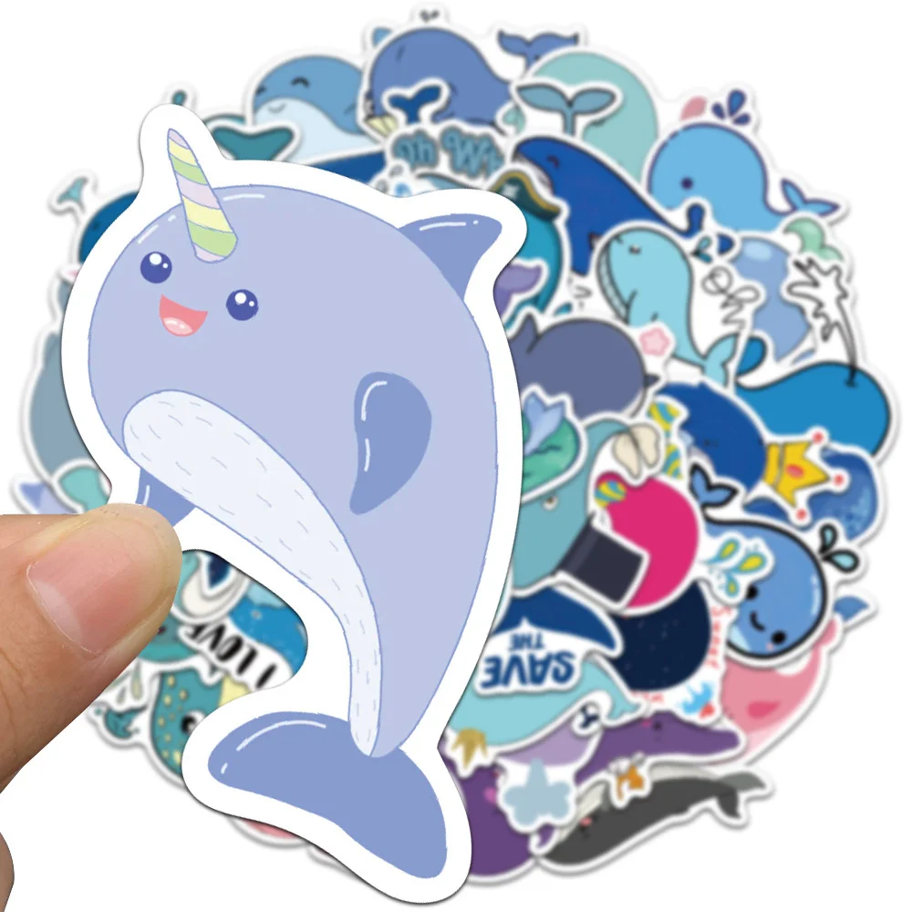 10/30/50pcs Cute Whale Cartoon Children Stickers For Toy Luggage Laptop Ipad Skateboard  Phone Notebook Stickers Wholesale