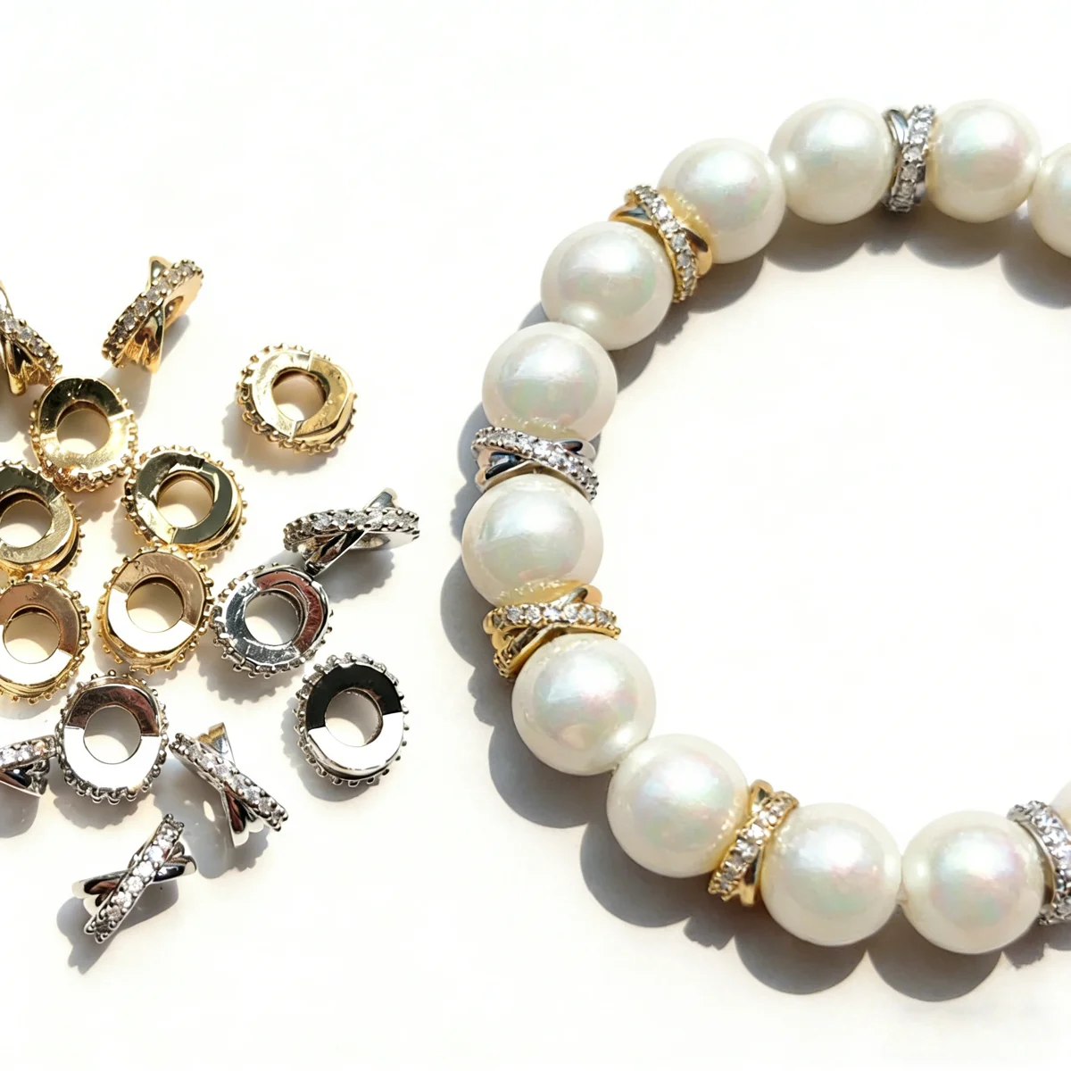 

20pcs 10mm Micro Pave Wheel Spacers Gold-Plate Rondelle Bead for Girl Bracelet Necklaces Waist Jewelry Making Findings Wholesale